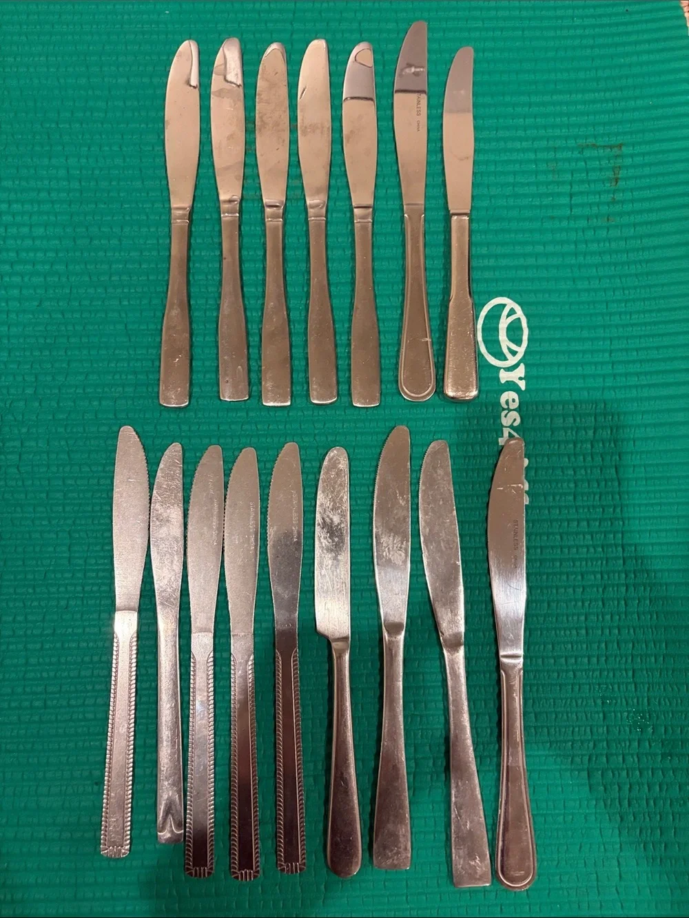 Stainless Steel Butter/Dinner Knife Set of 16 Silver